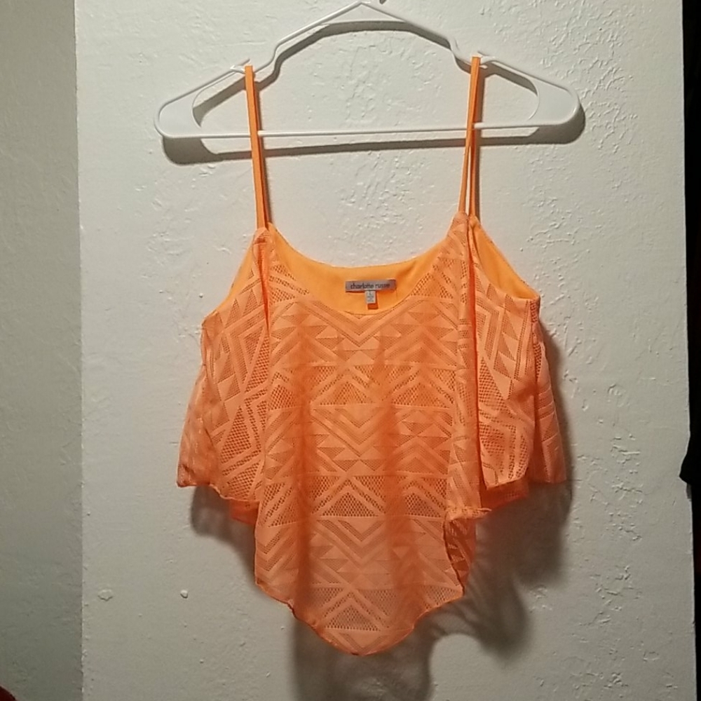 Charlotte Russe Neon Orange Crop Top Size Large